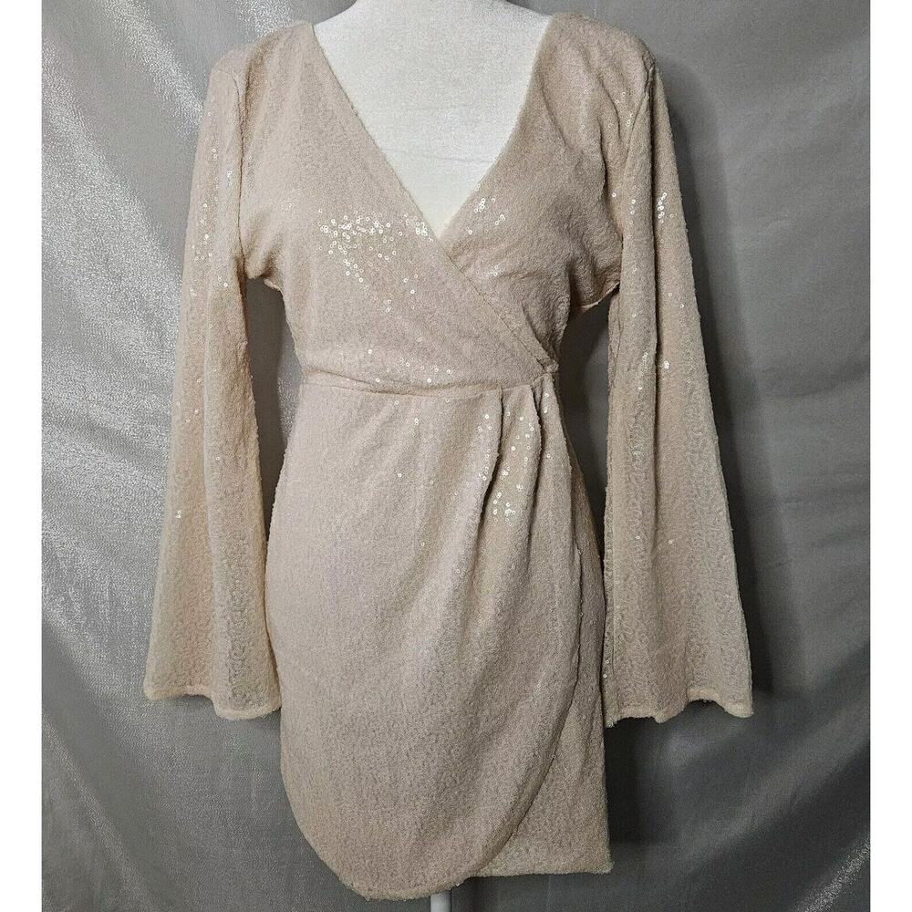 AKIRA Chicago Black Label Champagne Sequin Dress Sz Large Nude